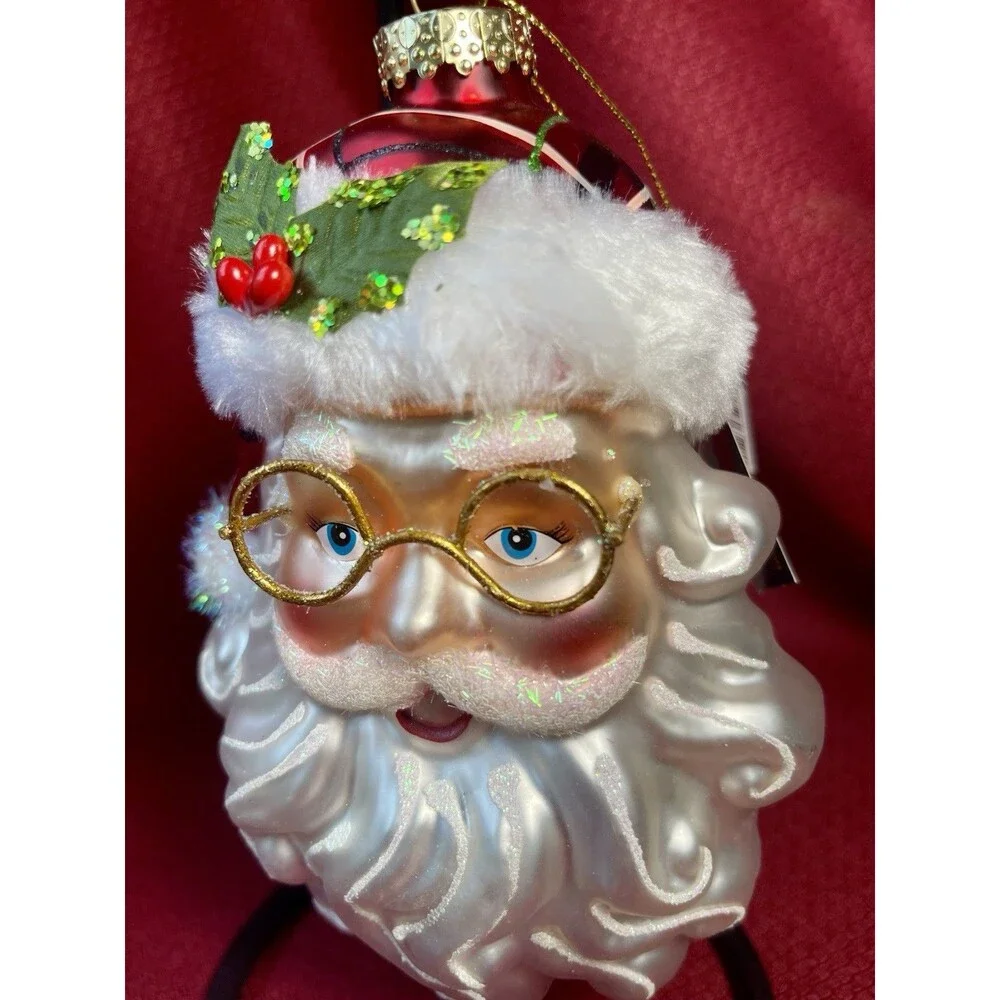 NWT Blown Glass 7.5 In. SANTA  Christmas Ornament NEW